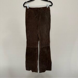 Vintage y2k Mossimo genuine leather brown suede flare pants size 6 bootcut